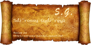 Sárossy Györgyi névjegykártya